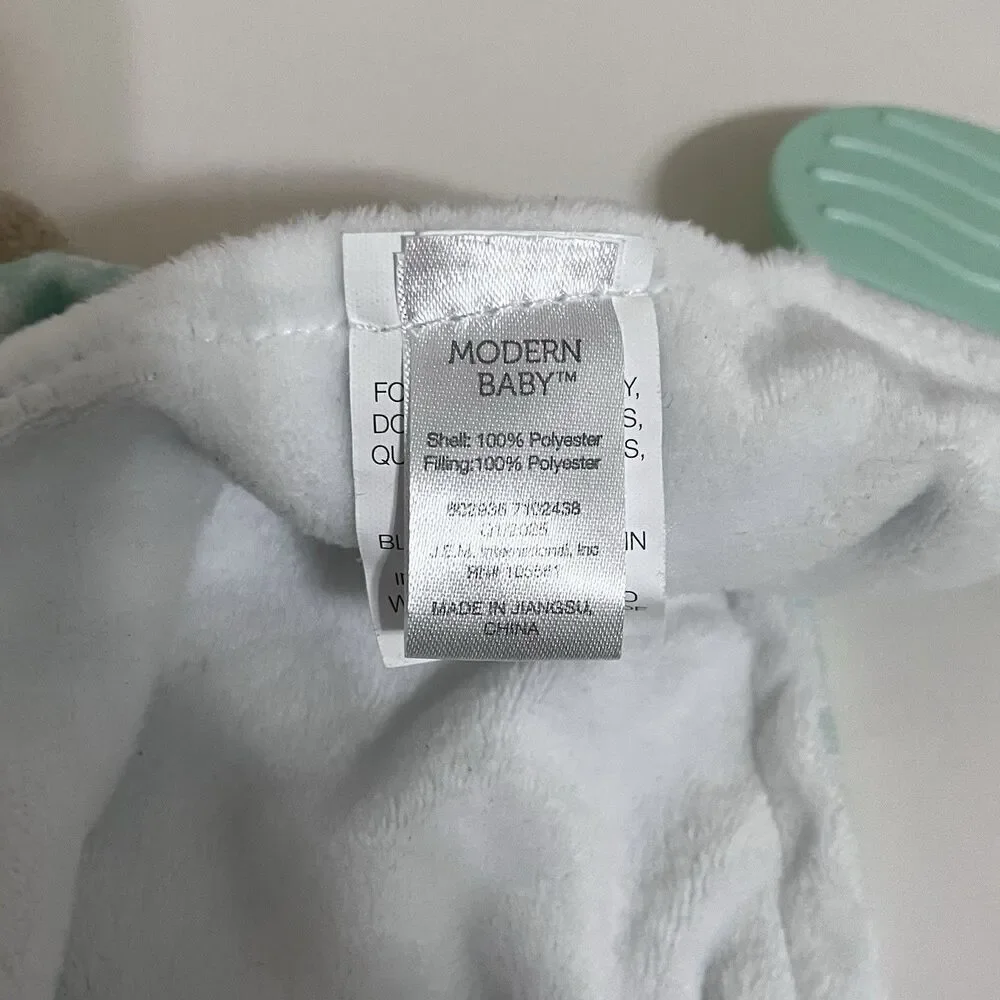Modern Baby Green Floral Bunny Rabbit Baby Security Blanket Lovey Teether Rattle
